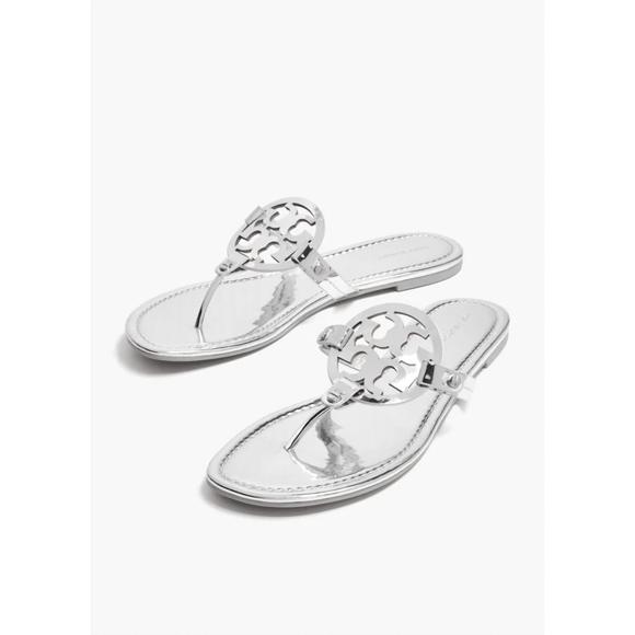 NEW TORY BURCH miller metallic sandal in argento - Picture 1 of 1